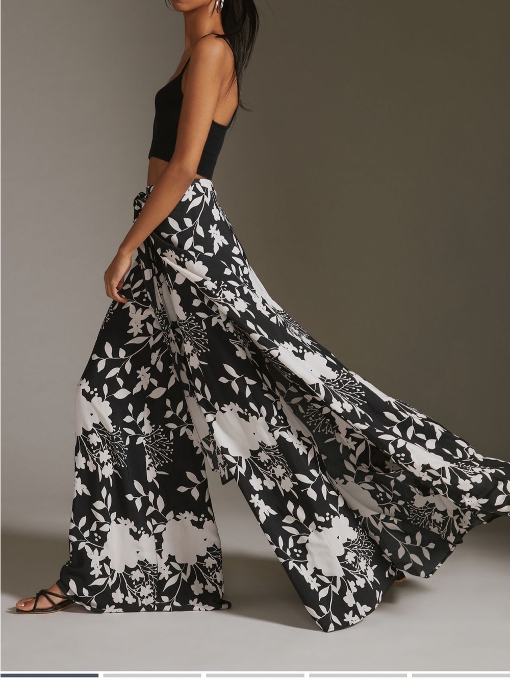 Hutch Black & White Floral Wide-Leg Jumpsuit Pants